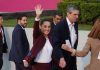 Claudia Sheinbaum arriving at the National Electoral Institute in Mexico City