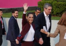 Claudia Sheinbaum arriving at the National Electoral Institute in Mexico City