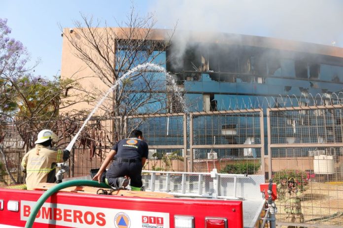 Ayotzinapa students started a fire at the state government complex in Chilpancingo, Guerrero