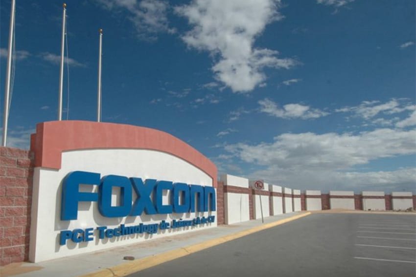 Foxconn sign manufacturing facility in Santa Teresa, Chihuahua.
