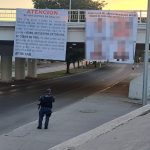 Banners in Culiacán describing a recent kidnapping