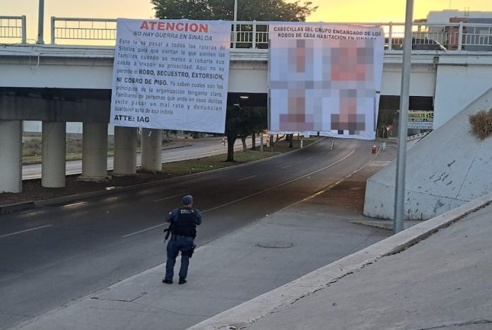 Banners in Culiacán describing a recent kidnapping