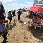 Banda musicians play for tourists on the beach in Mazatlán.