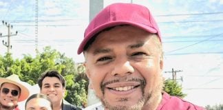 Adrian Guerrero, city council candidate in Celaya, Mexico, posing for a selfie