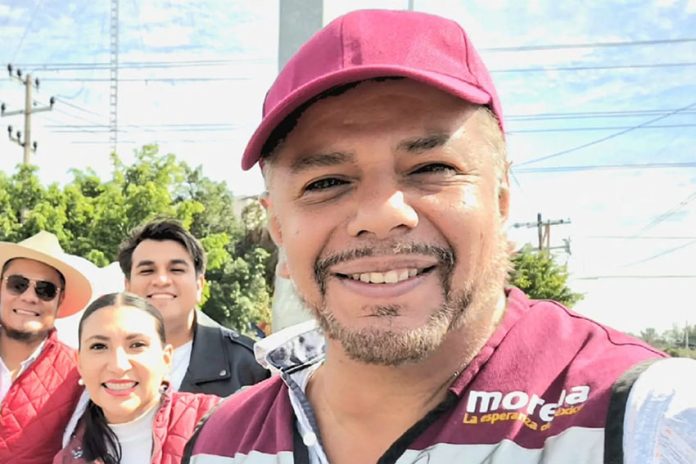 Adrian Guerrero, city council candidate in Celaya, Mexico, posing for a selfie