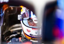 Checo Pérez behind the wheel of a Formula 1 car