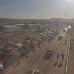 Traffic cameras show northbound commercial traffic at a standstill at the Ysleta-Zaragoza port of entry.