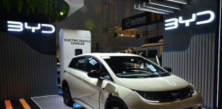 BYD electric vehicle on display