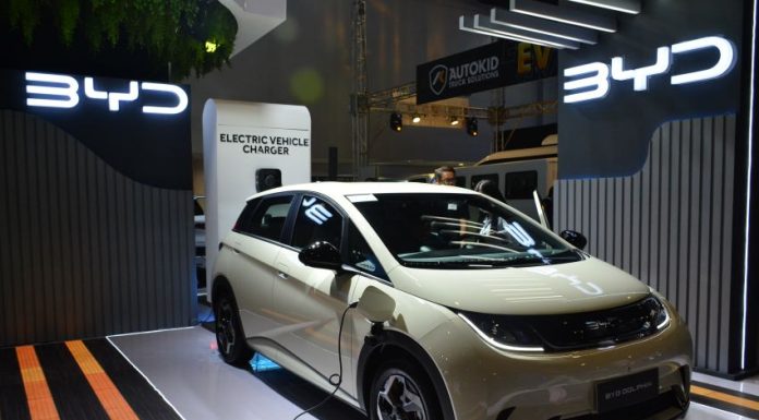 BYD electric vehicle on display