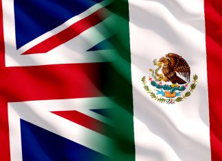 Union Jack and Mexico flag