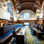 International Court of Justice courtroom at the start of hearings