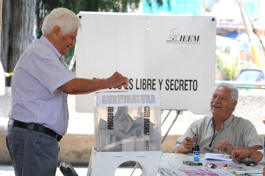 Voter in Mexico at a voting booth