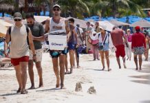 Mexican and international tourists enjoy the white sand beaches of Islas Mujeres, in April.