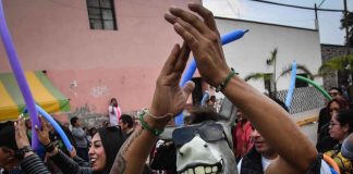 Participants in a donkey festival