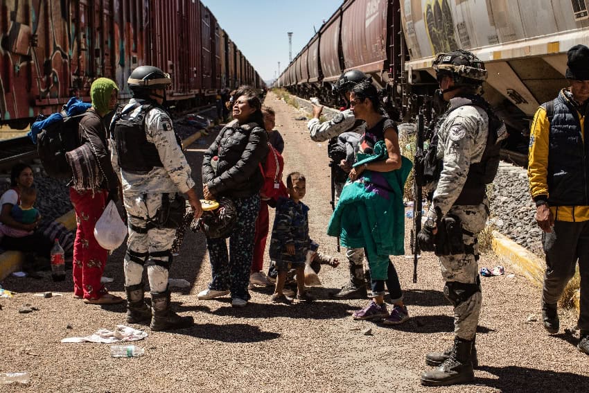 Migrants on trains in Zacatecas
