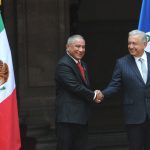 The prime minister of Belize with Mexican president López Obrador