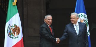 The prime minister of Belize with Mexican president López Obrador