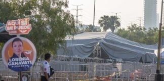 Scene of the accident at a baseball stadium in Monterrey