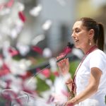 Claudia Sheinbaum speaking at a campaign rally