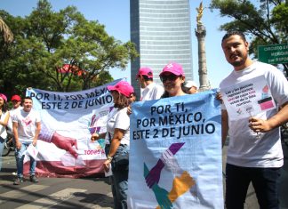 Members of a youth voting drive in Mexico City