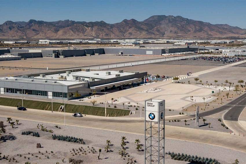 Aerial shot of exterior of BMW plant in San Luis Potosi, Mexico, an example of a German company that contributed to Mexico FDI.