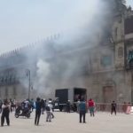Protesters launched fireworks and rockets at Mexico's National Palace on Monday.