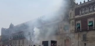 Protesters launched fireworks and rockets at Mexico's National Palace on Monday.