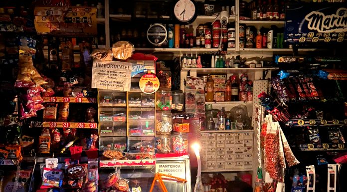 Store lit with a candle