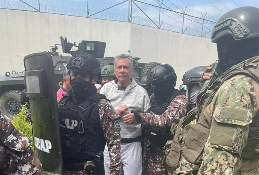 Jorge Glas after his arrest in the Mexican embassy in Quito