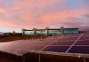 Photo of a solar panel during the sunset