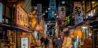 A downtown scene in Japan