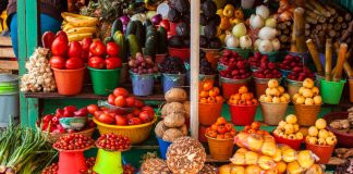 Fruits and vegetables at a market in Mexico