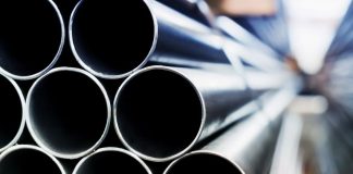 Steel tubes in closeup