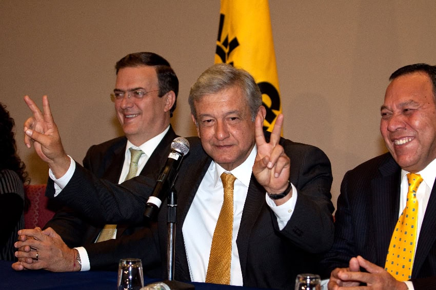 Andrés Manuel López Obrador with Marcelo Ebrard and Jesús Zambrano