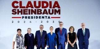 President-elect Claudia Sheinbaum with six newly announced cabinet members