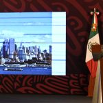 Andrés Manuel López Obrador at his morning press conference lectern