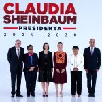 Claudia Sheinbaum names another 5 members of her cabinet Claudia Sheinbaum at a press event with five newly announced cabinet members