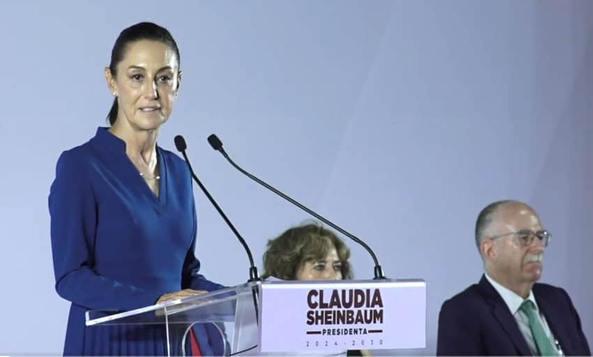 Claudia Sheinbaum at a lectern