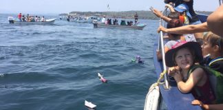 Author’s daughter celebrating Mariner’s Day with El Jardín school.