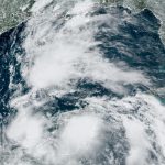 NOAA satellite imagery of low pressure system in Gulf of Mexico