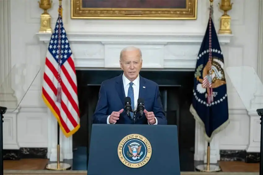 U.S. President Joe Biden at a press conference