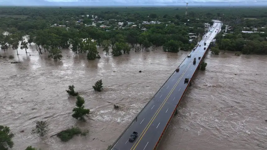 River in Tamaulipas under a highway bridge