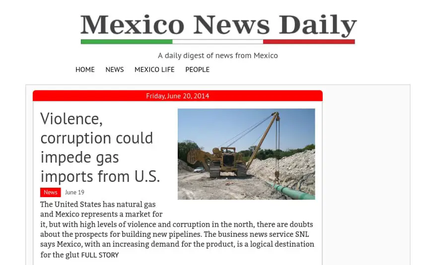 Wayback Machine archive Mexico News Daily