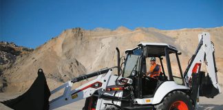 A Bobcat backhoe-loader, similar to the equipment the company plans to manufacture at its new plant in Mexico.