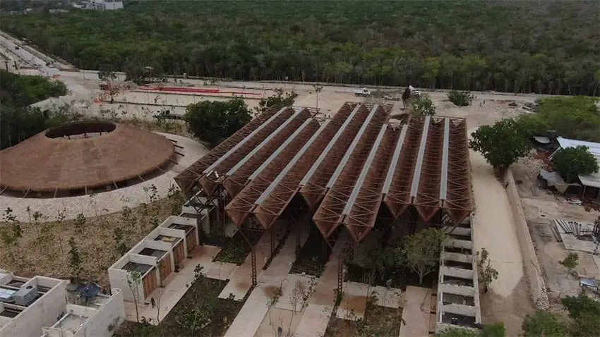 An aerial view of Jaguar Park facilities in Tulum, Quintana Roo.