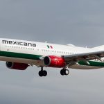 Mexicana airlines jet in the air