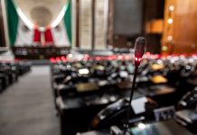 The Mexican Chamber of Deputies, the lower house of Mexico's Congress, in the San Lazaro Legislative Palace.