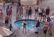 Worried guests gather around a hot tub in Puerto Peñasco