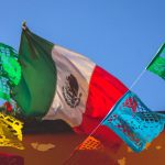Mexican flag and papel picado