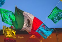 Mexican flag and papel picado